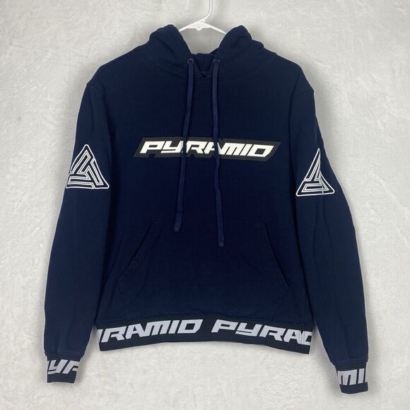 Black Pyramid Sweater Womens Small Blue Hoodie Sweatshirt Logo  Pullover Casual - Picture 2 of 10